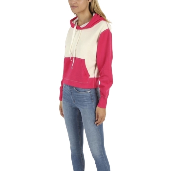 Rag & Bone Women 100% Cotton Shrunken Colorblock Hoodie Bright Rose Size M - Picture 14 of 14
